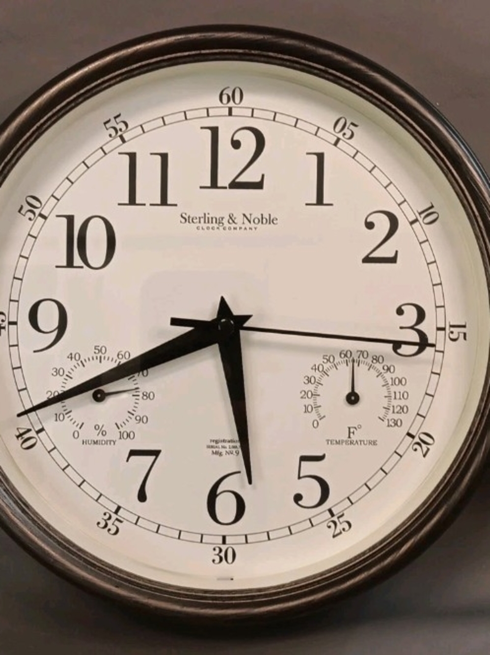 Black and White Wall Clock with Thermometer & Hygrometer Color Tan
